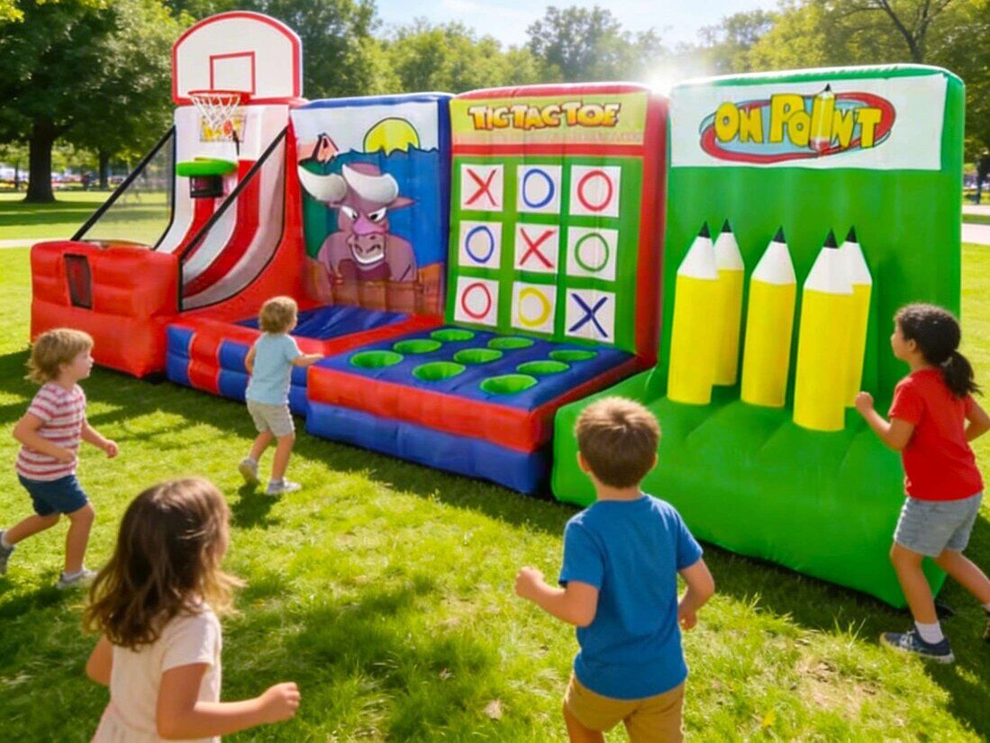Percorso gonfiabile a ostacoli per bambini